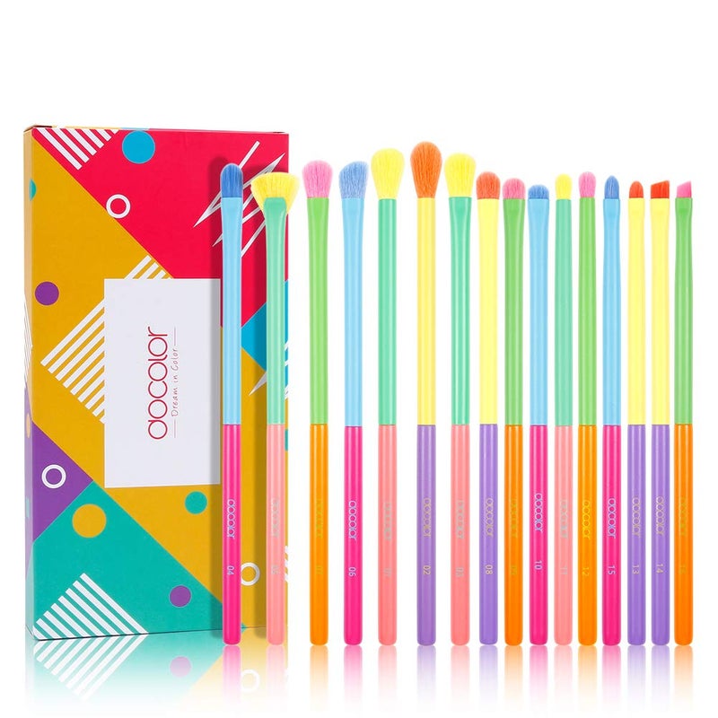 Docolor Eye Makeup Brushes 16pcs Colorful Eyeshadow Makeup Brush Set Professtional Eyeshadow Brushes with Soft Synthetic Hairs & Real Wood Handle for Eyeshadow, Eyebrow, Eyeliner, Blending - Image 1
