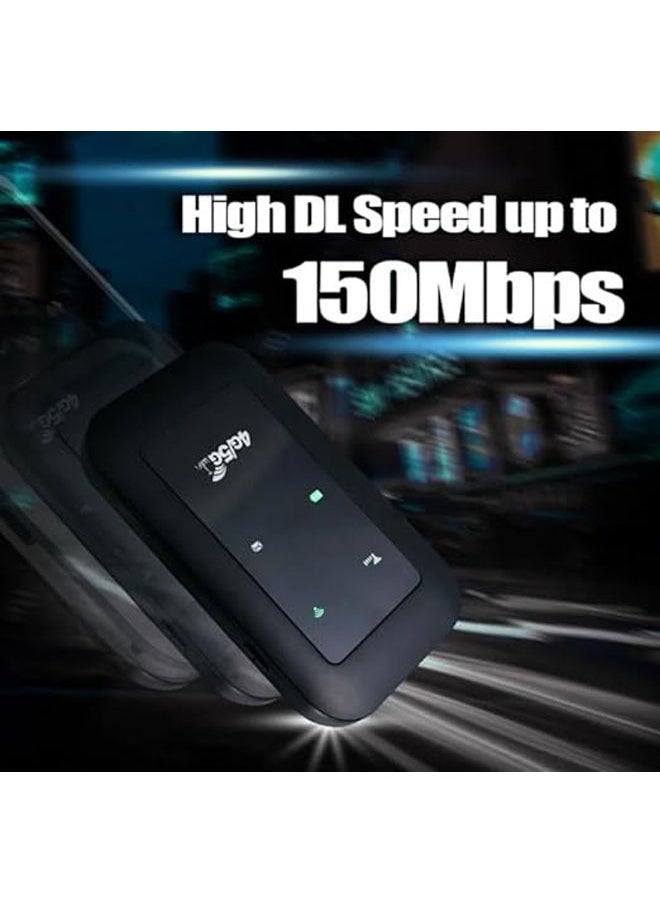 4G LTE wireless dongle with support for all 4G/5G SIM networks | Plug and play 4G data card with 150Mbps and 2100mAh rechargeable battery WiFi hotspot