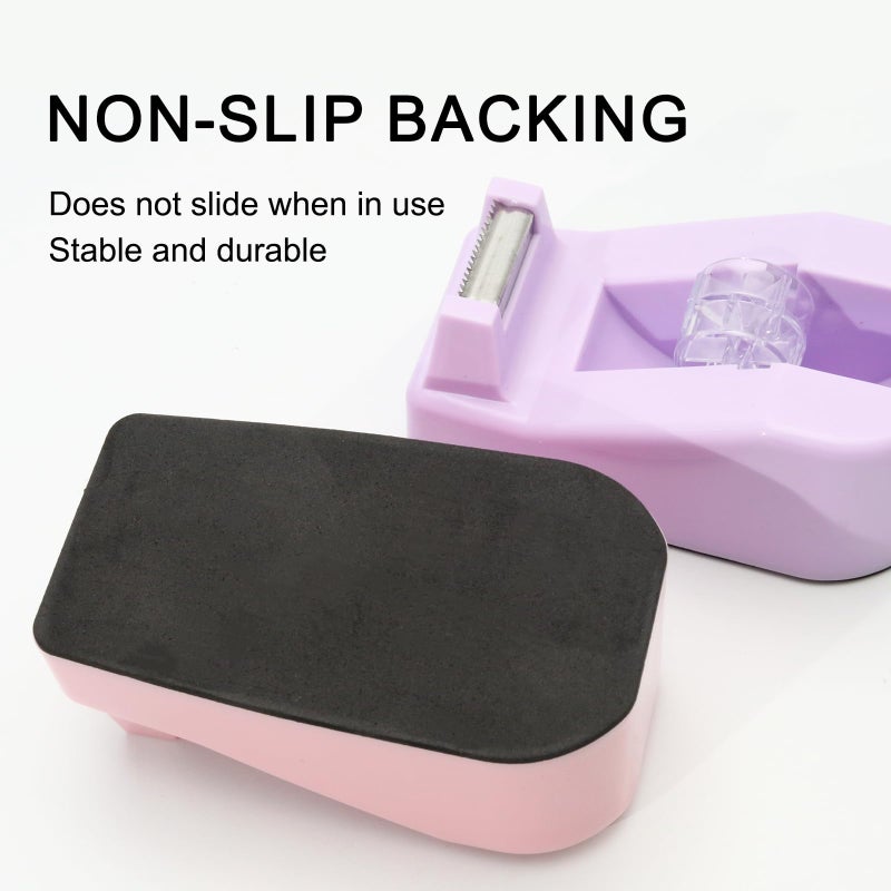 ROSEUP Desktop Tape Dispenser Heavy Duty Desk Accessories Floral Office Tape Dispensers, Weighted Non-Skid Base, Macaron Green - Image 3