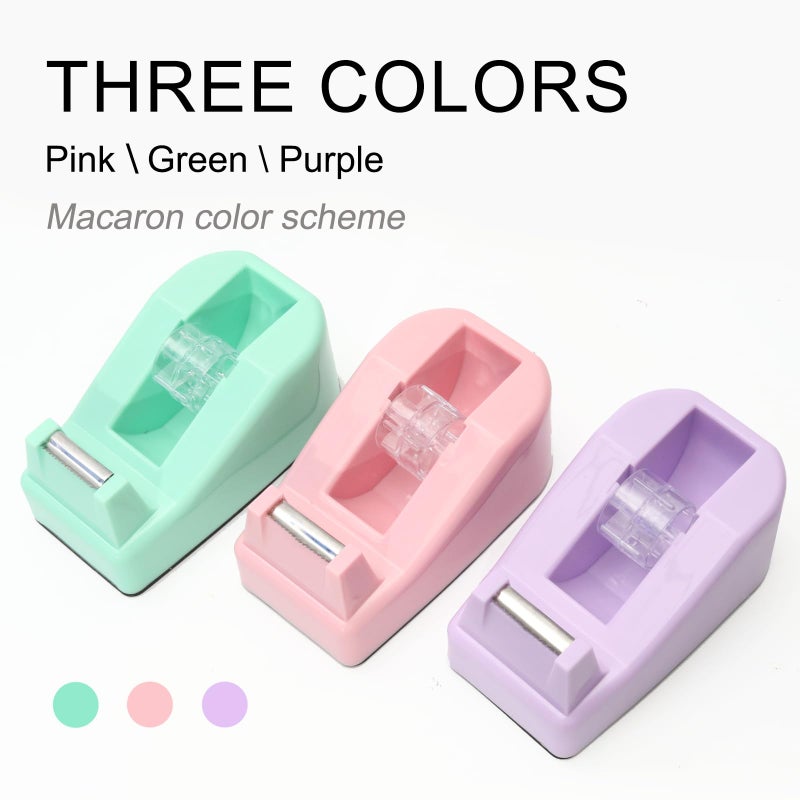 ROSEUP Desktop Tape Dispenser Heavy Duty Desk Accessories Floral Office Tape Dispensers, Weighted Non-Skid Base, Macaron Green - Image 5