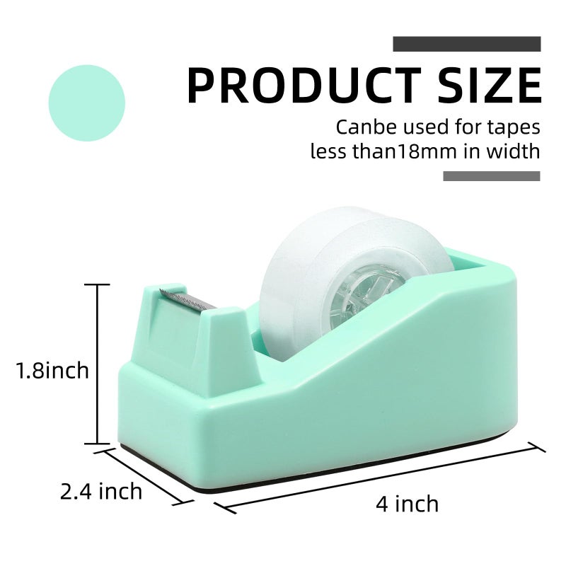 ROSEUP Desktop Tape Dispenser Heavy Duty Desk Accessories Floral Office Tape Dispensers, Weighted Non-Skid Base, Macaron Green - Image 2