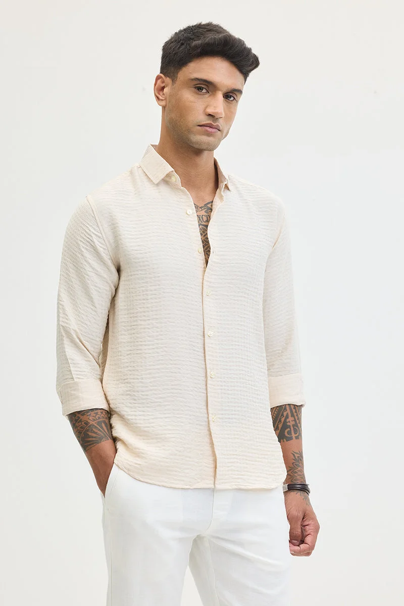 سنيتش قميص بقصة ضيقة بتصميم ذاتي بلون بيج فاتح