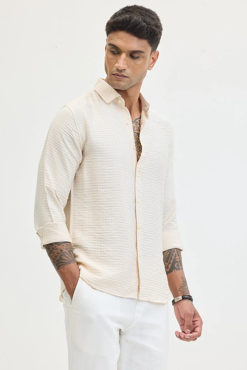 سنيتش قميص بقصة ضيقة بتصميم ذاتي بلون بيج فاتح