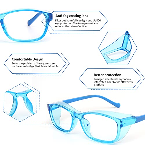 Outray Kids Safety Glasses Anti Fog Goggles with Side Shield & Blue Light Blocking Glass Protective Eyewear Age 5-12 - Image 4