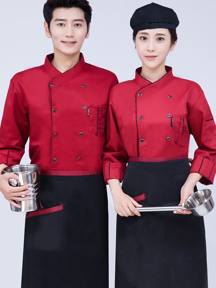 Chef Uniform Long-Sleeved Clothing For Men And Women Kitchen Baking Pastry Pastry Chef Work Clothes Dessert Shop Bakery - Image 4
