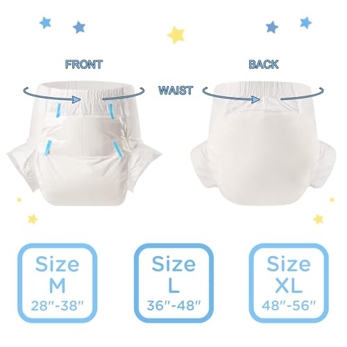 Littleforbig Adult Diaper 10 Pieces - ABDry New White Diapers (Medium 28"-38") - Image 2