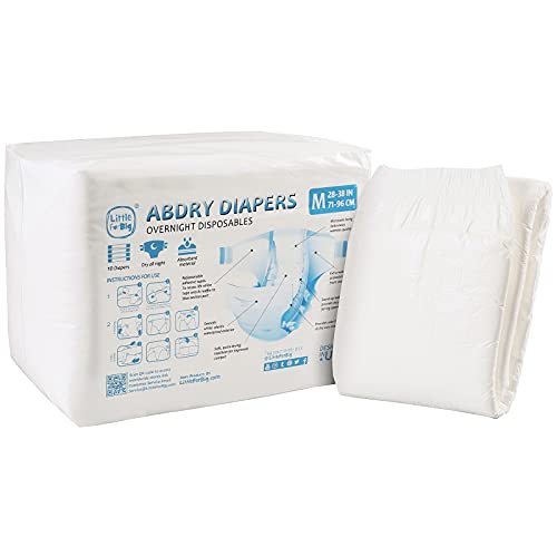 Littleforbig Adult Diaper 10 Pieces - ABDry New White Diapers (Medium 28"-38") - Image 1