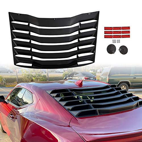 ECOTRIC Rear Window Louver Compatible with 20162023 Chevy Camaro Rear Windshield Cover Vents Sun Shade Matte Black