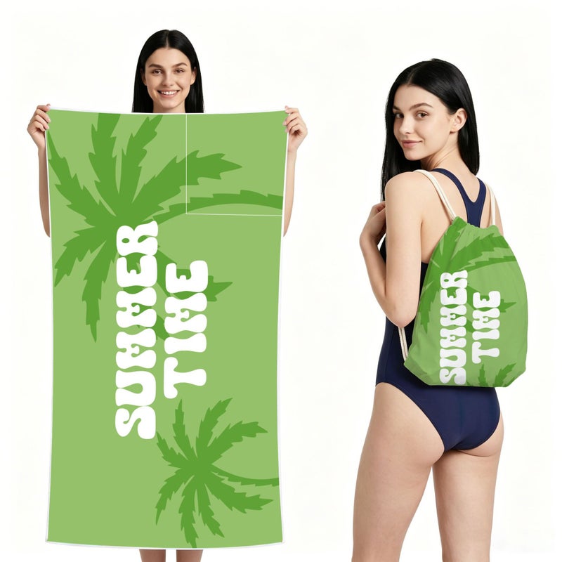 80x160 Large Foldable Beach Towel with Printed Design - Portable and Versatile