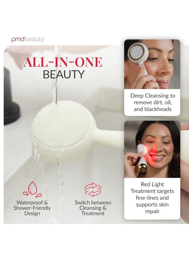 PMD Clean Redvolution Smart Facial Cleansing Device with Silicone Brush & Age-Defying Red Light Therapy Treatment - Image 2