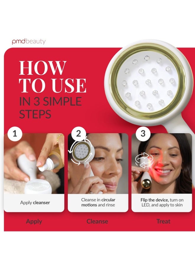 PMD Clean Redvolution Smart Facial Cleansing Device with Silicone Brush & Age-Defying Red Light Therapy Treatment - Image 3