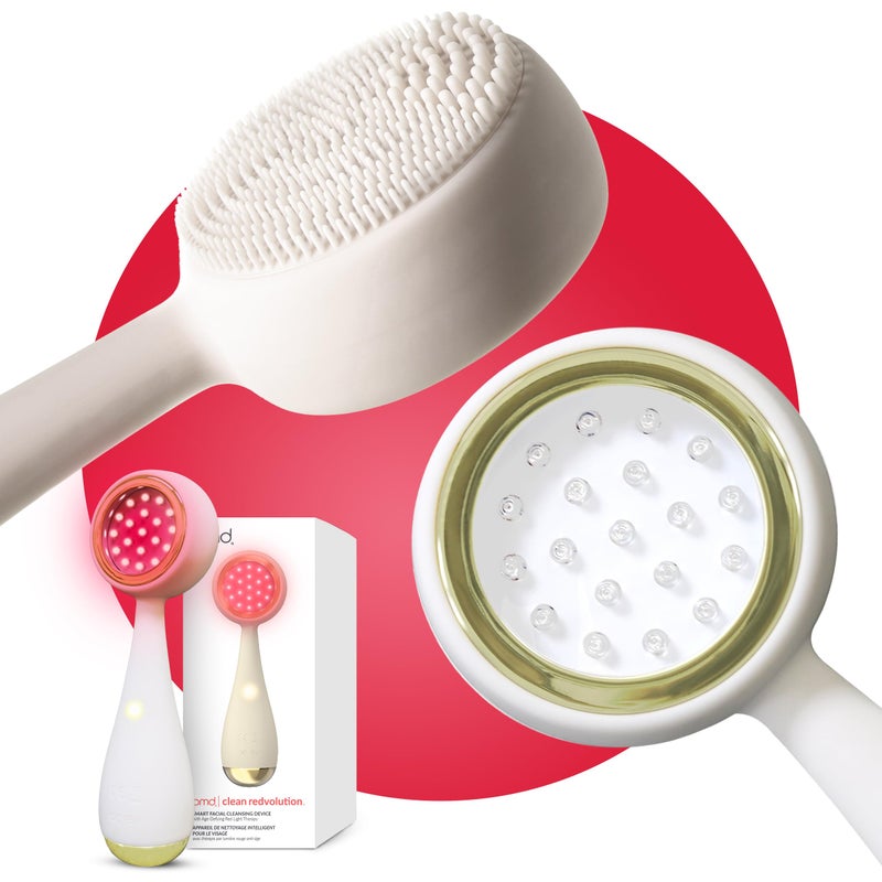 PMD Clean Redvolution Smart Facial Cleansing Device with Silicone Brush & Age-Defying Red Light Therapy Treatment - Image 1