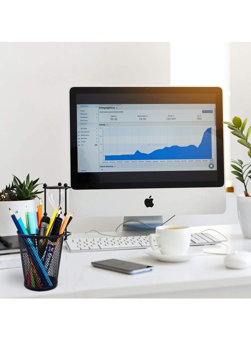 Sylqvxh Pen Holder 6 Pack, Mesh Metal Pencil Cup, Durable Pen Organizer Desk Organisers Set for Office Desk Storage and Organise - Image 3