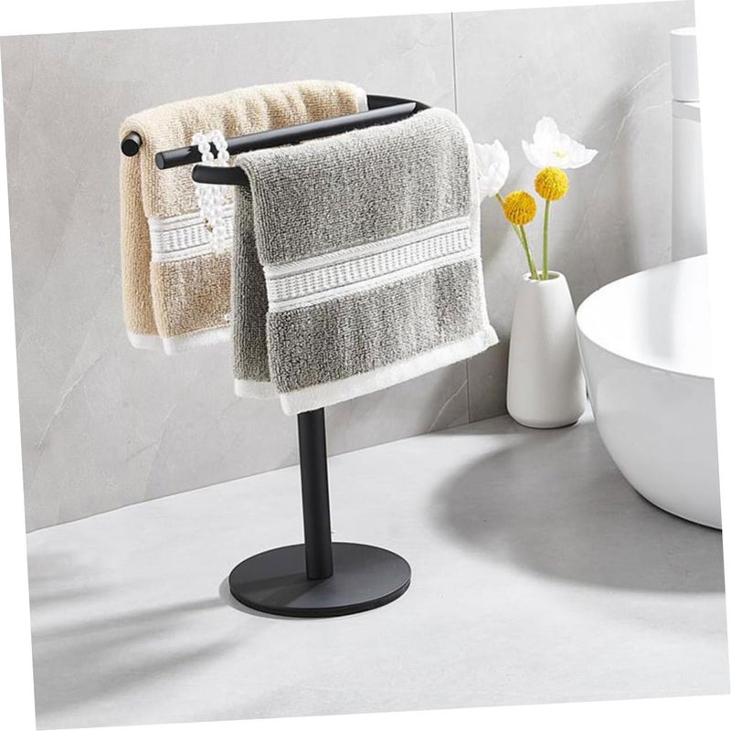 Black Stainless Steel Freestanding Towel Stand Holder Rack For Bathroom Kitchen - Image 5
