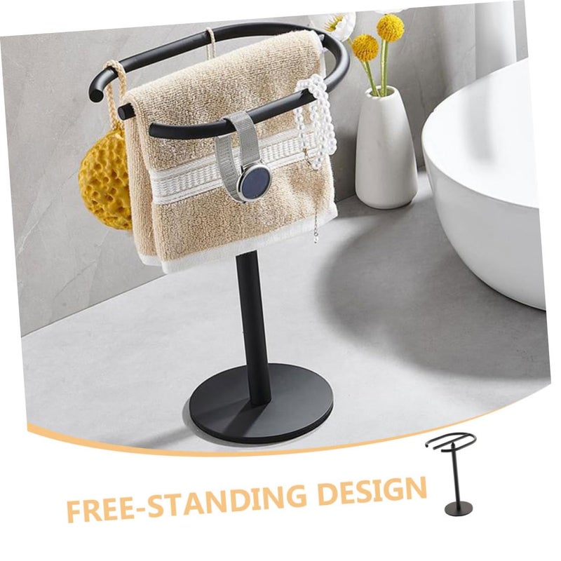 Black Stainless Steel Freestanding Towel Stand Holder Rack For Bathroom Kitchen - Image 4