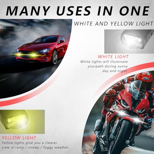 AUOKAY Motorcycle Driving Lights Double Color Lights White/Amber 3 Modes Hi/Lo Beam Sport Front Grille LED Lights with Lens Waterproof for SUV ATV Bike UTV Truck Boat,Pack of 2 - Image 4