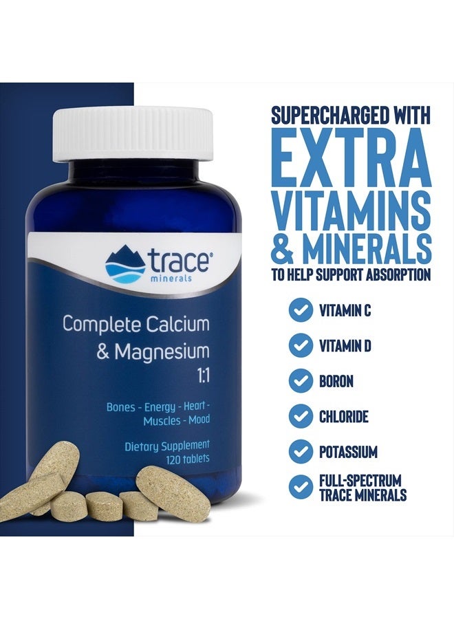 Trace Minerals Complete Calcium & Magnesium 1:1 | Powerful Bone, Energy, Heart, Muscle & Mood Support | Certified Vegetarian, Gluten Free | 120 Tablets - Image 4
