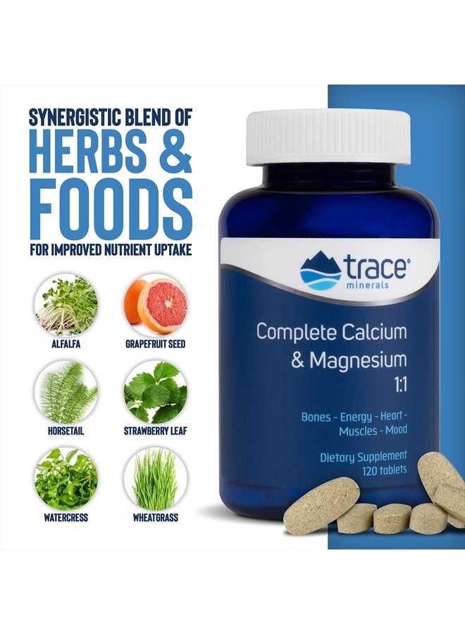 Trace Minerals Complete Calcium & Magnesium 1:1 | Powerful Bone, Energy, Heart, Muscle & Mood Support | Certified Vegetarian, Gluten Free | 120 Tablets - Image 3