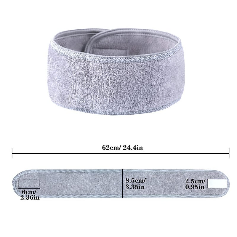 TDHDIKE Facial Spa Headbands 4 PCS Makeup Shower Bath Wrap Sport Headband Terry Cloth Stretch Towel with Magic Tape Gray  - Image 2