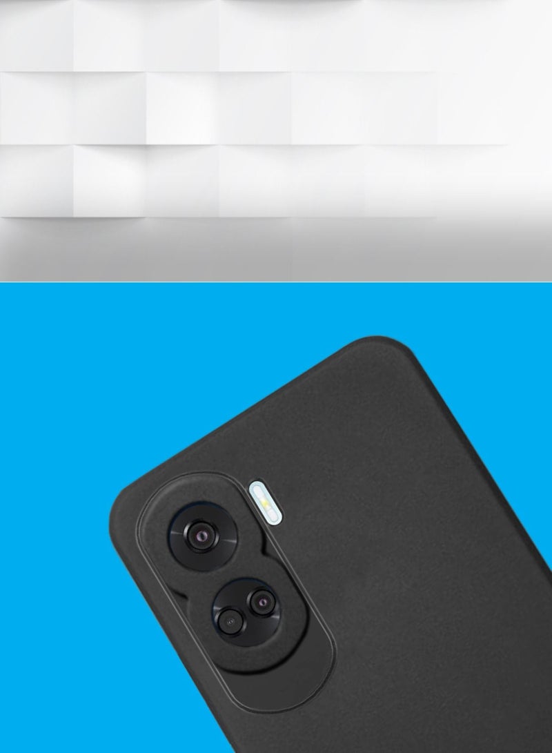 Wtech Liquid Silicone Ultra Thin TPU Phone Case Cover For Honor 90 Lite 5G 2023 Black - Image 2