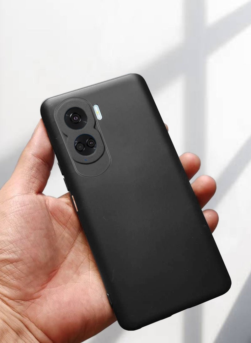 Wtech Liquid Silicone Ultra Thin TPU Phone Case Cover For Honor 90 Lite 5G 2023 Black - Image 3