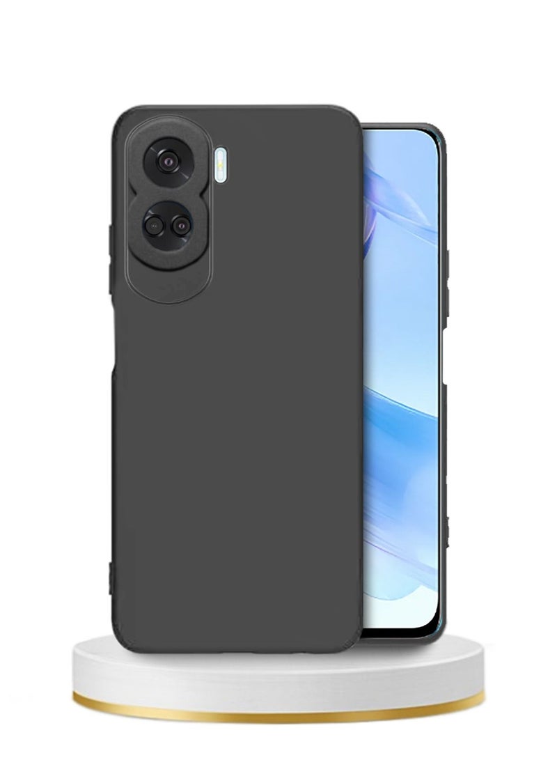 Wtech Liquid Silicone Ultra Thin TPU Phone Case Cover For Honor 90 Lite 5G 2023 Black - Image 1