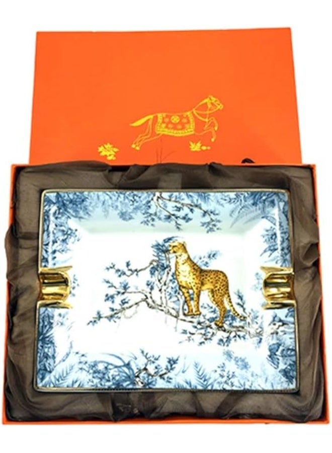 LUBINSKI Luxury Metal Cigar Ashtray – Square Tray Design – For Home, Office, and Holiday Gifting – Brown - Image 1