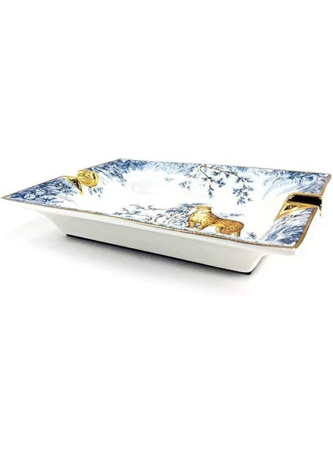 LUBINSKI Luxury Metal Cigar Ashtray – Square Tray Design – For Home, Office, and Holiday Gifting – Brown - Image 2