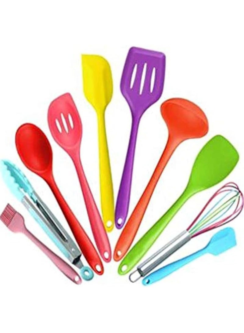 بلومنغ تايم 10 قطع مجموعة أواني المطبخ ، سيليكون مقاومة للحرارة أواني المطبخ الطبخ أداة ملقط الخبز أداة مغرفة أداة - Image 1