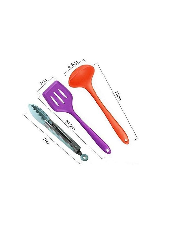 بلومنغ تايم 10 قطع مجموعة أواني المطبخ ، سيليكون مقاومة للحرارة أواني المطبخ الطبخ أداة ملقط الخبز أداة مغرفة أداة - Image 5