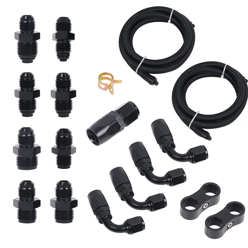 LokoCar AN6 Power Steering Pump Hose Fitting Kit Return to Reservoir Hose Kit for Pump Mount Reservoir Compatible with LS Swap LS1 LS3 - Image 2