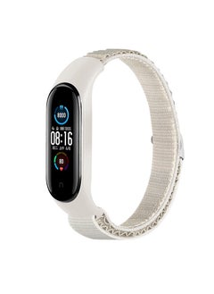Alpine Loop Compatible with Xiaomi Mi Band 7/ 6/ 5 Soft Breathable Nylon Sport Strap with Metal G Hook Replacement Wristband for Women Men (White)