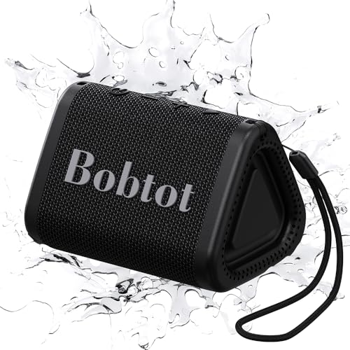 Bobtot Portable Bluetooth Speaker Wireless, IPX7 Small Shower Speaker Waterproof, 15H Playing Time, Loud and Stereo Sound with Bass, TWS Pairing for Party, Camping, Travel, Black - Image 1