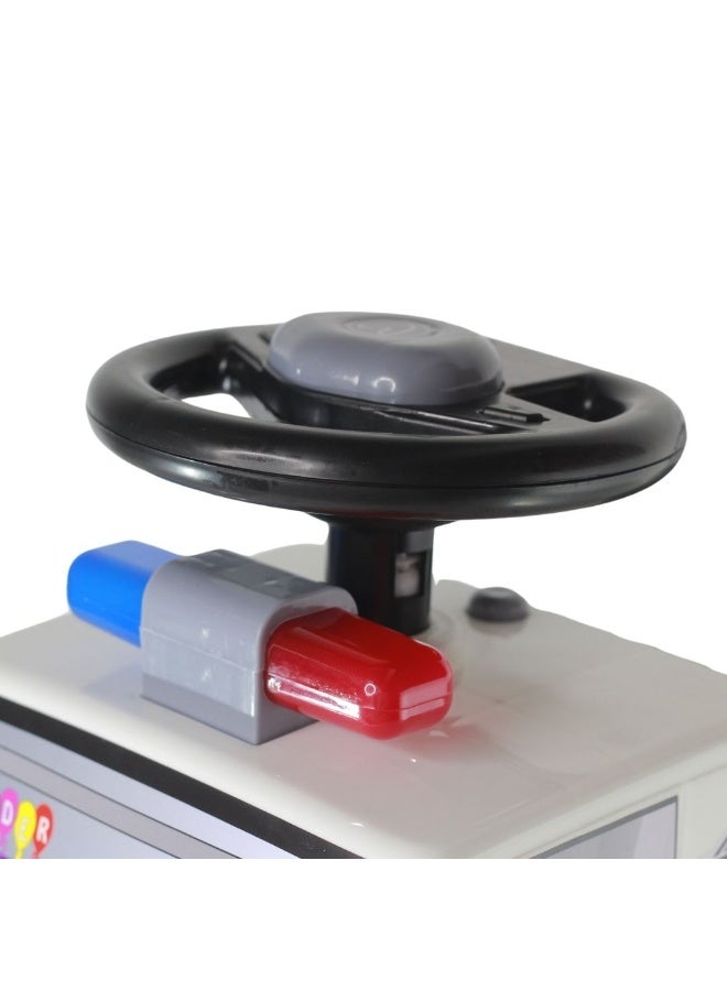 Toy Box Ride On Police Car For Kids with Light, Music, Storage Space & Backrest, Ride on Police and Firefighter Toy Truck - Image 3