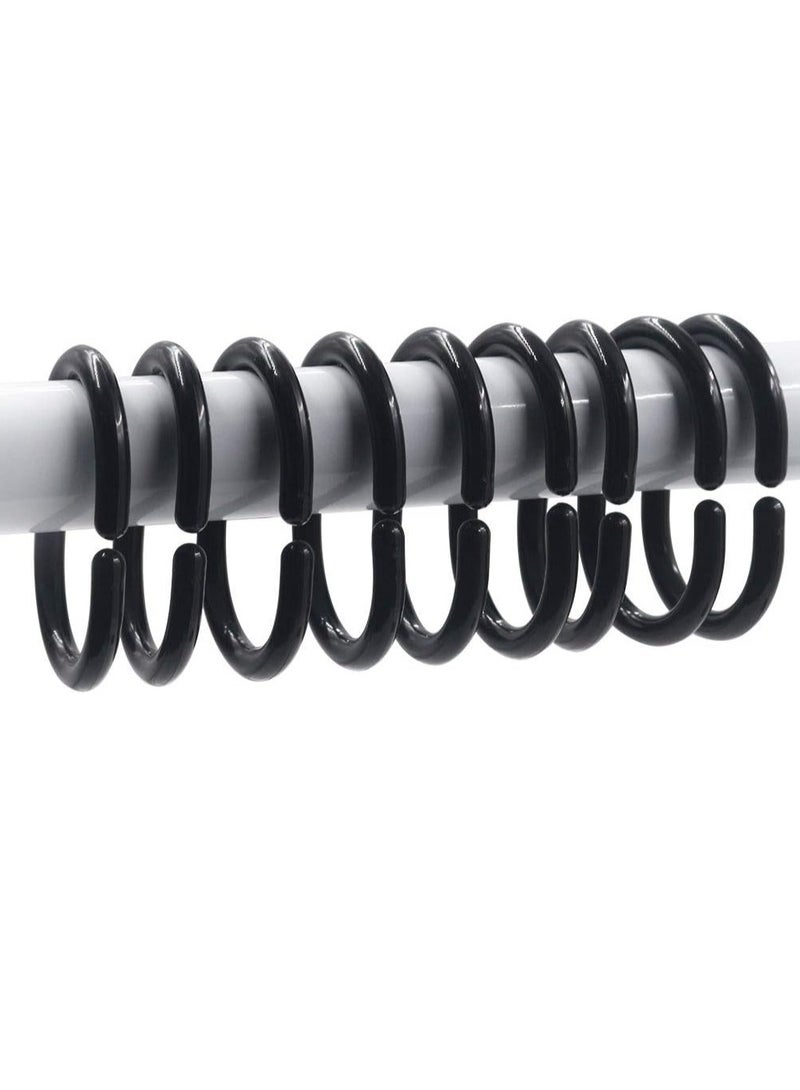 RATSAW 24 Pack Shower Curtain Ring Sliding Shower Curtain Ring Clip Black Plastic Curtain Ring Hook Bathroom Window Strip C Shaped Anti Rust Ring for Bathroom Shower  - Image 1