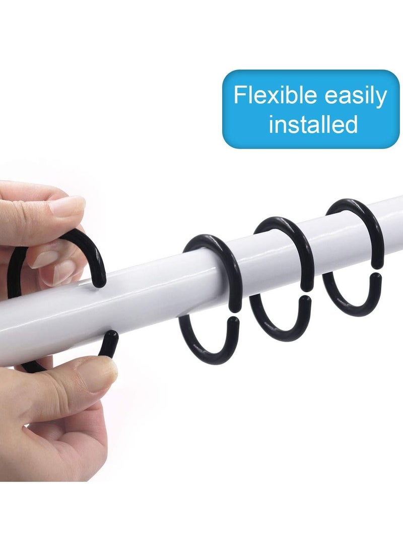 RATSAW 24 Pack Shower Curtain Ring Sliding Shower Curtain Ring Clip Black Plastic Curtain Ring Hook Bathroom Window Strip C Shaped Anti Rust Ring for Bathroom Shower  - Image 3