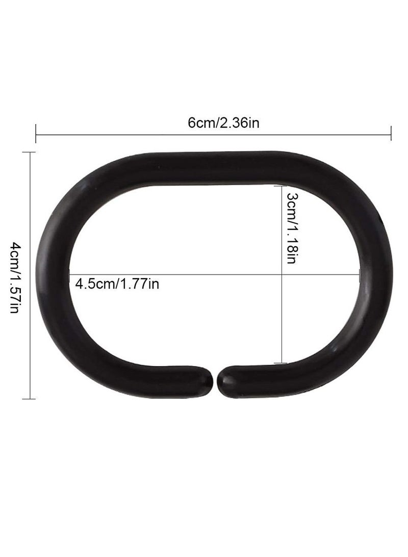 RATSAW 24 Pack Shower Curtain Ring Sliding Shower Curtain Ring Clip Black Plastic Curtain Ring Hook Bathroom Window Strip C Shaped Anti Rust Ring for Bathroom Shower  - Image 5
