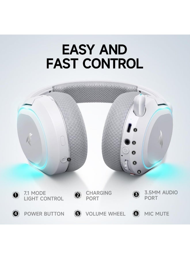 PICUN G2 RGB Wireless Gaming Headset, 7.1 Surround Sound, 2.4GHz USB Gaming Headphones with Bluetooth ENC Noise Canceling Mic,Wireless Headset for PC PS5 PS4 Mac Switch - Image 4