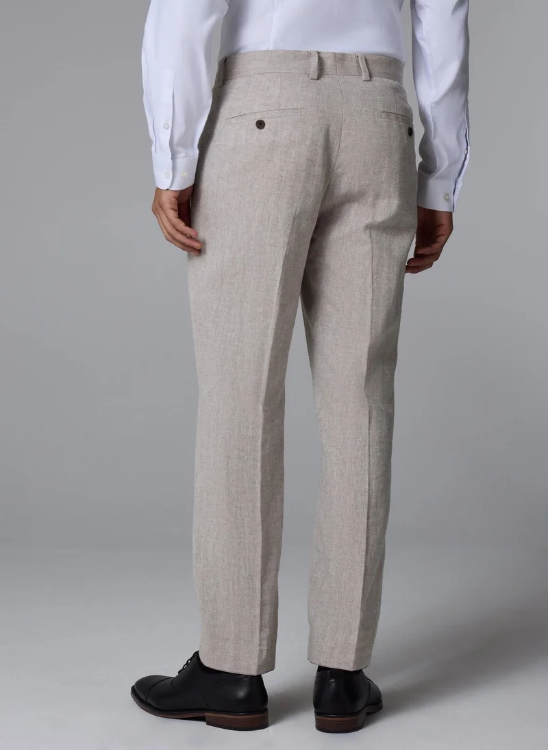 ماتلان Taylor & Wright Langham Stone Linen Blend Herringbone Slim Suit Trousers