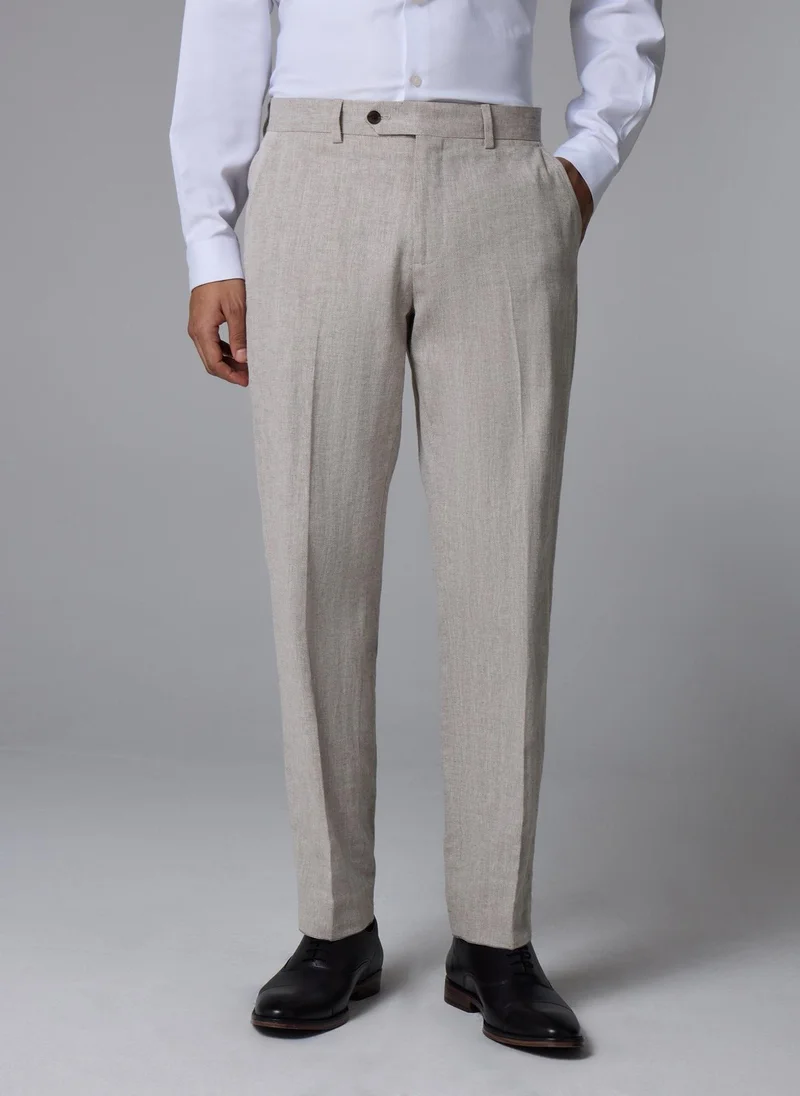 ماتلان Taylor & Wright Langham Stone Linen Blend Herringbone Slim Suit Trousers