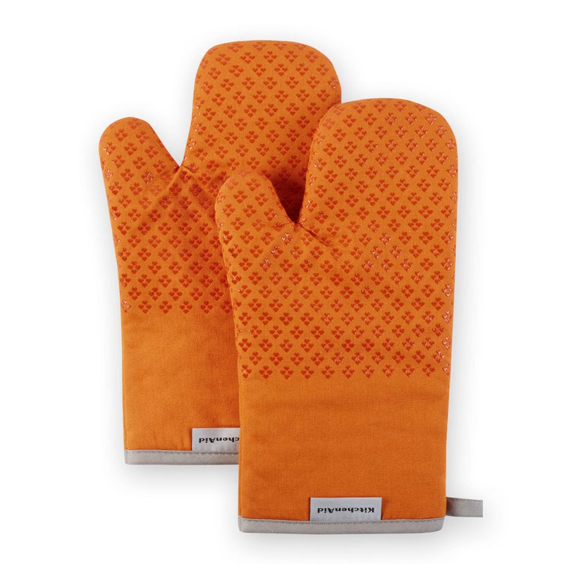KitchenAid Asteroid Oven Mitt Set  Honey Orange 7""x12.5"" - Image 1
