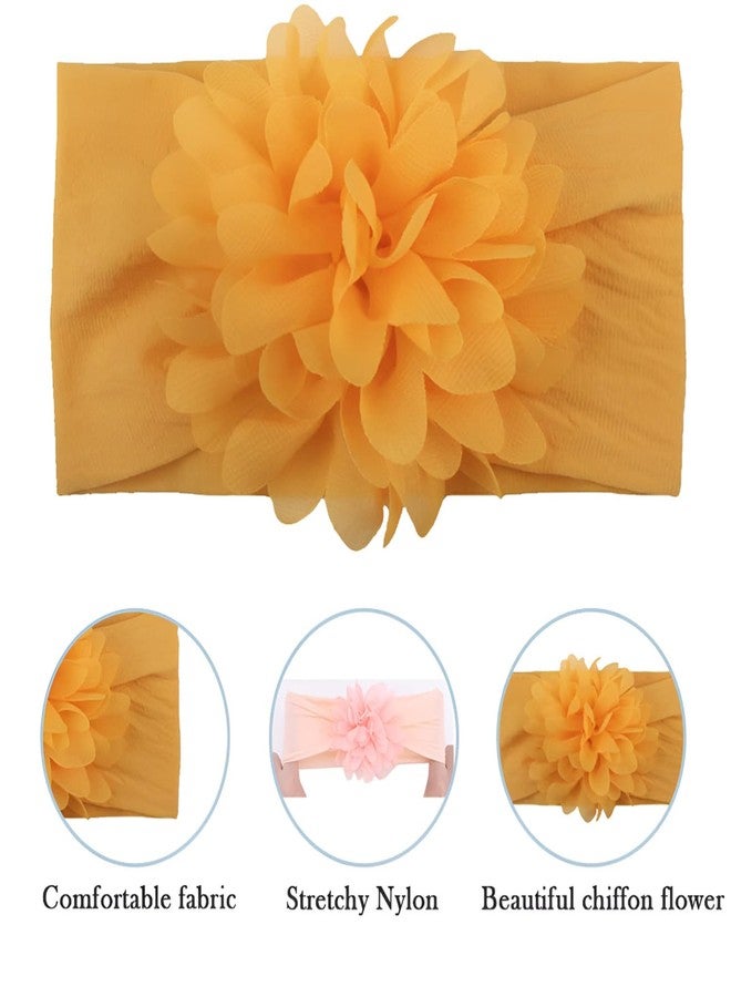 SYGA Baby Headbands Nylon Flower Soft Stretchable Hairband for Newborn Infant Toddler Kids For 0-3 Year - Khaki Yellow - Image 5