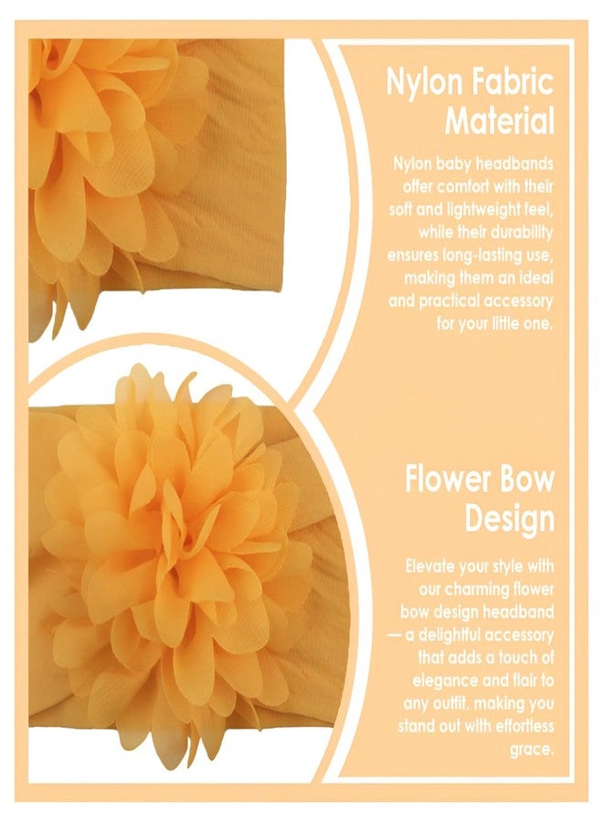 SYGA Baby Headbands Nylon Flower Soft Stretchable Hairband for Newborn Infant Toddler Kids For 0-3 Year - Khaki Yellow - Image 4
