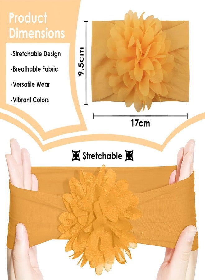 SYGA Baby Headbands Nylon Flower Soft Stretchable Hairband for Newborn Infant Toddler Kids For 0-3 Year - Khaki Yellow - Image 3