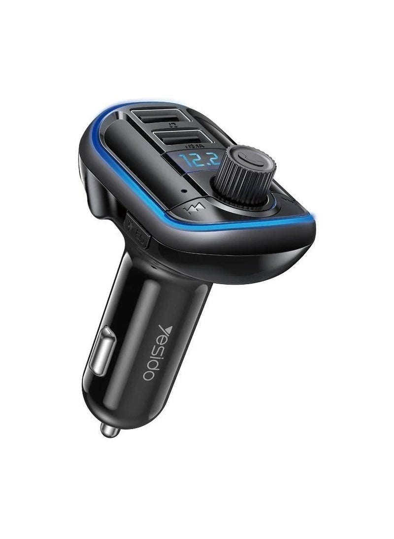Yesido Yesido Y44 Bluetooth V5.0 FM Transmitter 3.1A Dual USB Car Charger RGB Backlit Light LED Digital Display Wireless Radio Adapter HiFi Music Play Car Kit with Mic Hands Free Calls - Image 3