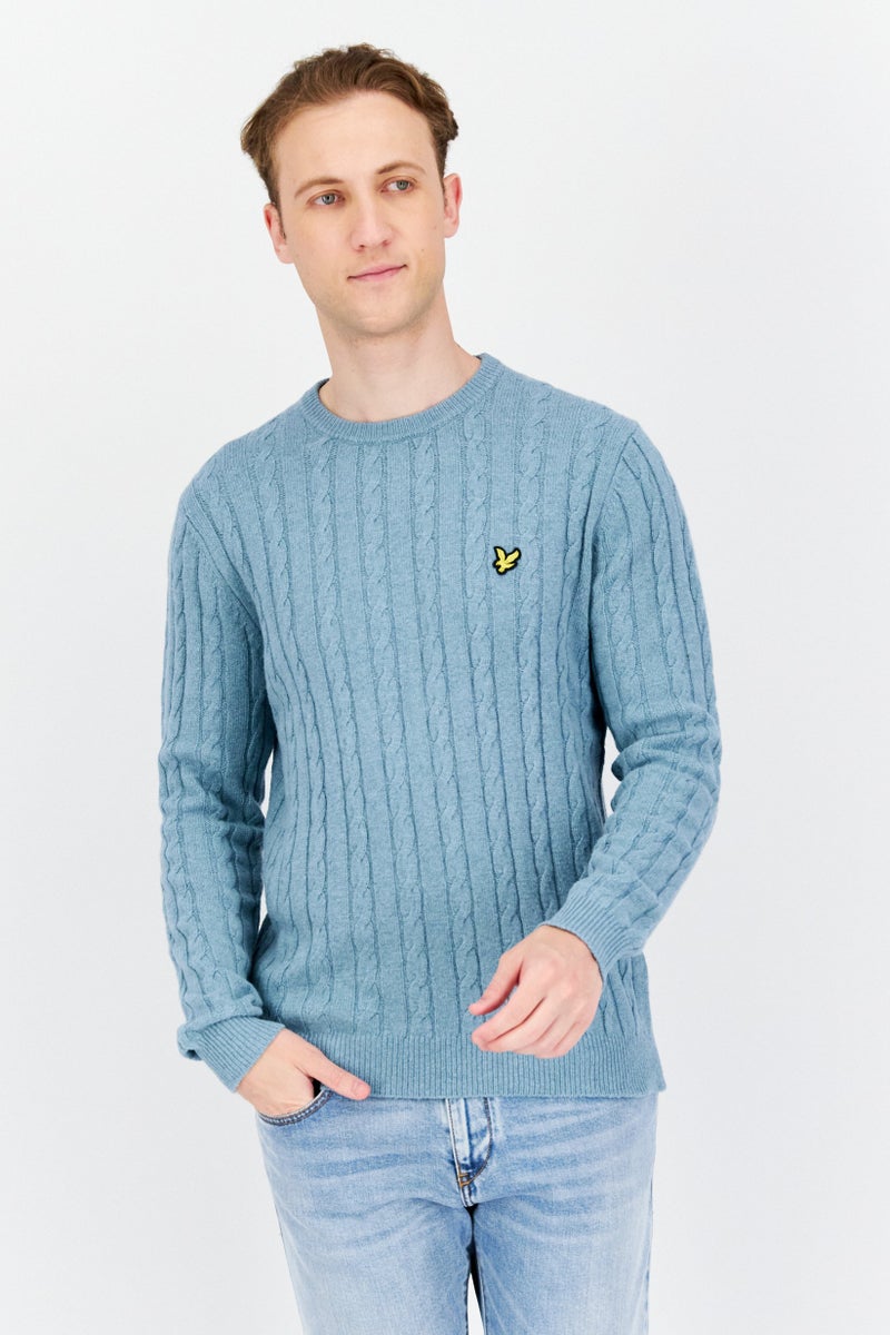 Lyle & Scott Men Crew Neck Brand Logo Sweatshirts, Slate Blue - Image 1