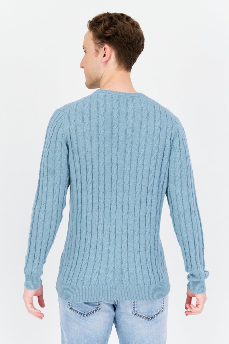 Lyle & Scott Men Crew Neck Brand Logo Sweatshirts, Slate Blue - Image 4