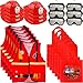 Flotory 24 Pcs Kids Fireman Costumes Set Construction Worker Costume Vest Construction Role Play Vest for Party Favors - Image 3
