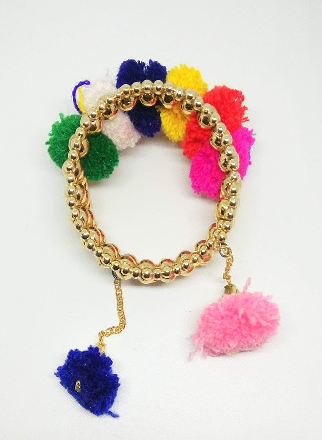 Salvus App SOLUTIONS Beautifully Handmade Fashionable Pom Pom Bracelets Set of 2 - Free Size - Image 4