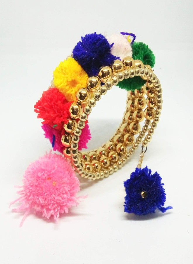 Salvus App SOLUTIONS Beautifully Handmade Fashionable Pom Pom Bracelets Set of 2 - Free Size - Image 5
